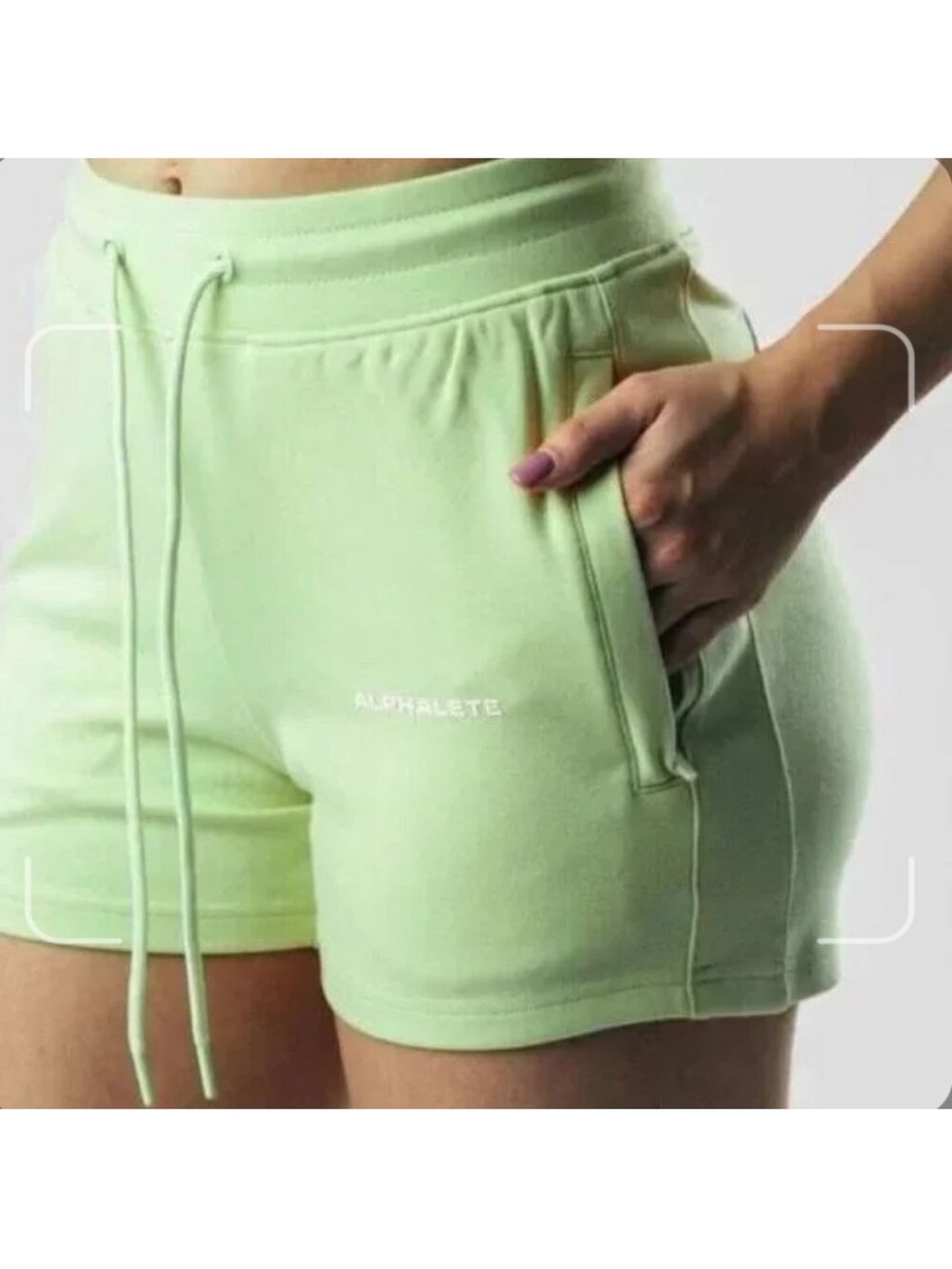 $50 NWOT alphalete women's Essential Core Activewear Shorts in lime green M